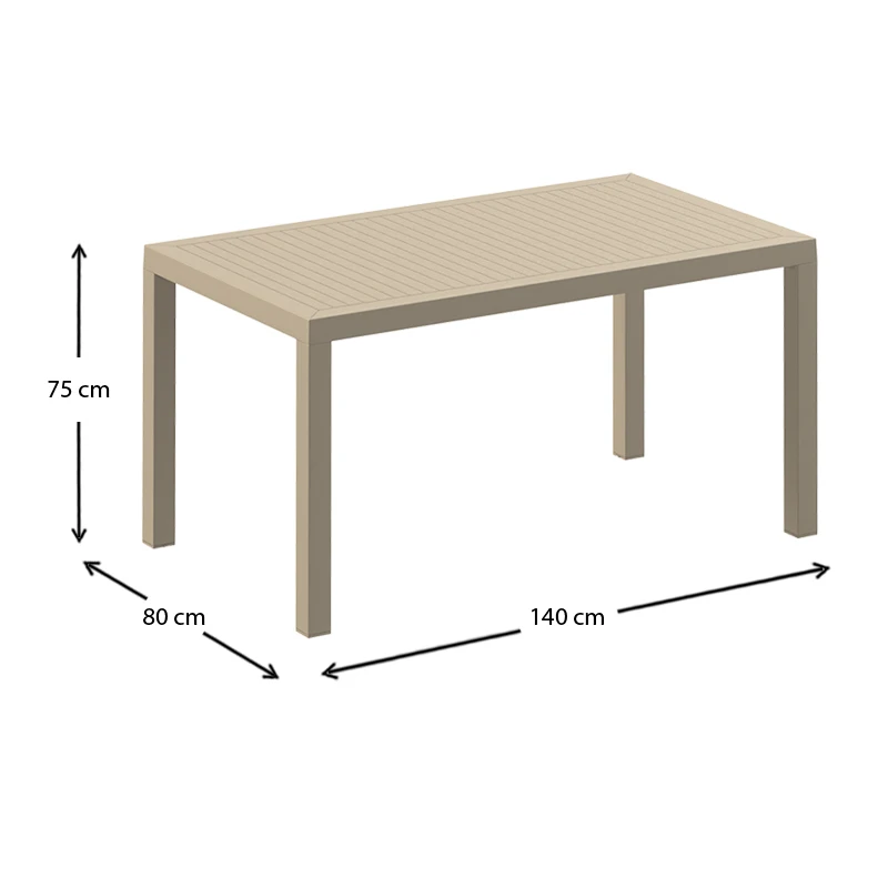 Τραπέζι κήπου πολυπροπυλενίου 140x80x75εκ. χρώμα dove grey ARES SIESTA