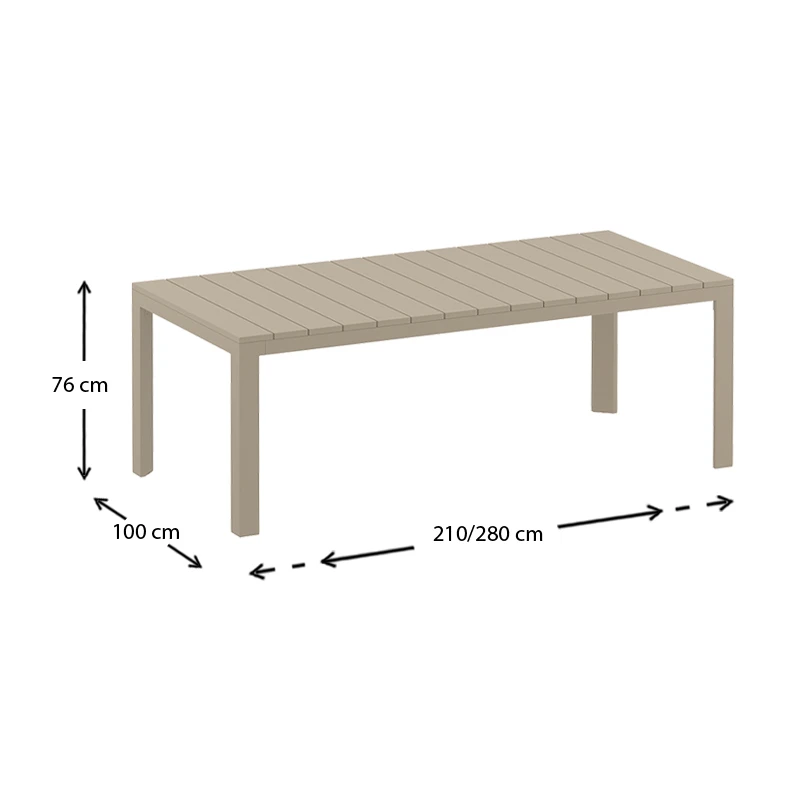ATLANTIC TAUPE 100X210/280Χ76εκ. ΕΠΕΚΤ.ΤΡΑΠΕΖΙ ΠΟΛ/ΝΙΟΥ