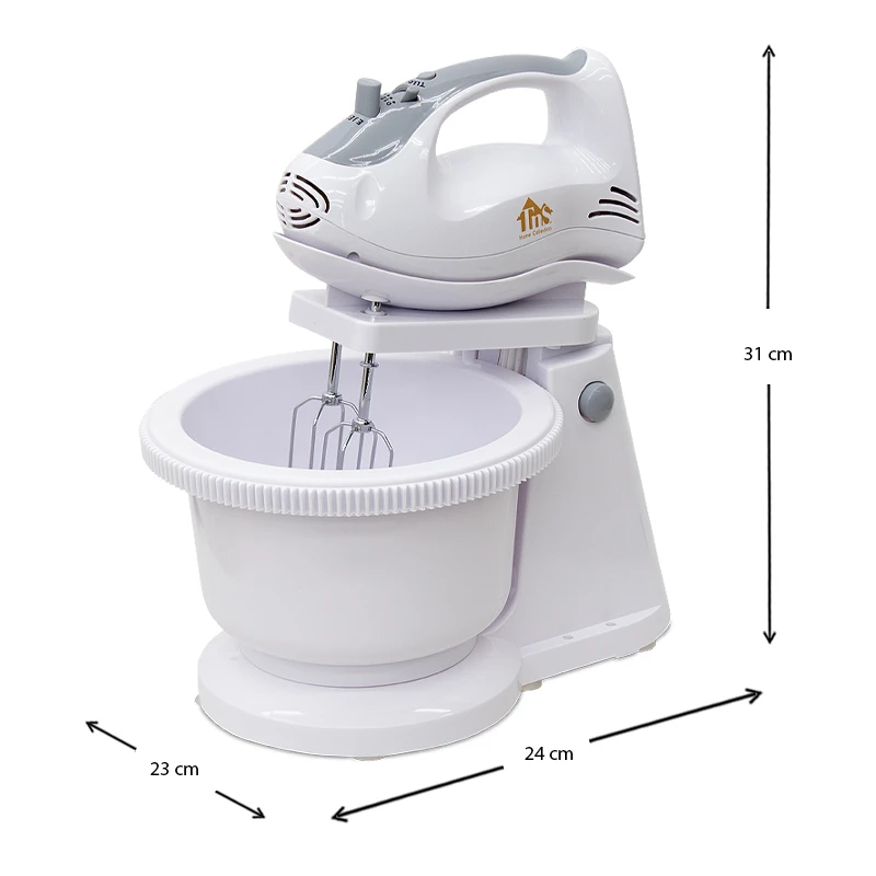 Bowl mixer with 2L capacity 250W in white - grey color 31x23x24cm.