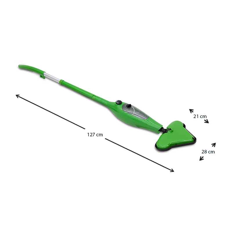 Electric steam cleaner with complete set in green color 28x21x127cm.