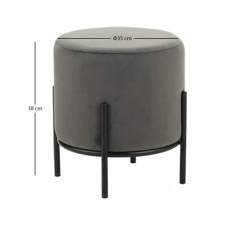 BELLA/R ΣΚΑΜΠΟ GREY VELVET ΥΦΑΣΜΑ Φ.35Χ38εκ.