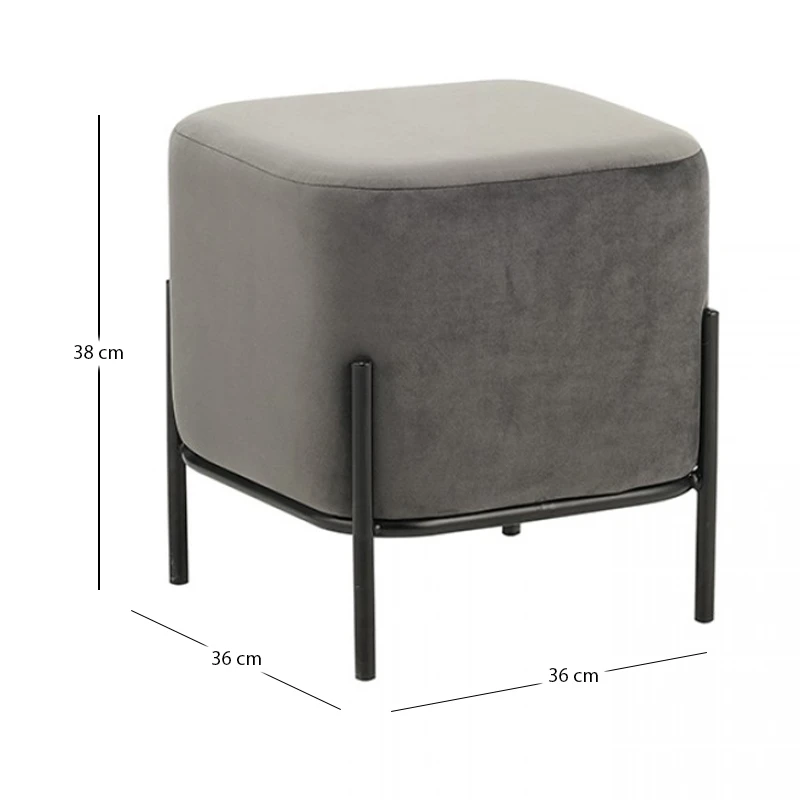 BELLA/S ΣΚΑΜΠΟ GREY VELVET ΥΦΑΣΜΑ 36X36Χ38εκ.