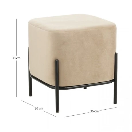 BELLA/S ΣΚΑΜΠΟ BEIGE VELVET ΥΦΑΣΜΑ 36X36Χ38εκ.