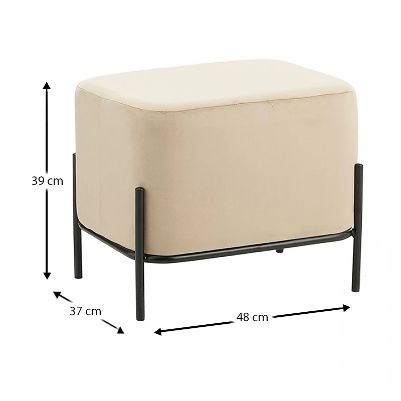 BELLA/L ΣΚΑΜΠΟ BEIGE VELVET ΥΦΑΣΜΑ 48X37Χ39εκ.