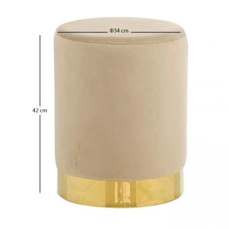 LINDA/S ΣΚΑΜΠΟ BEIGE VELVET ΥΦΑΣΜΑ Φ.34Χ42εκ.