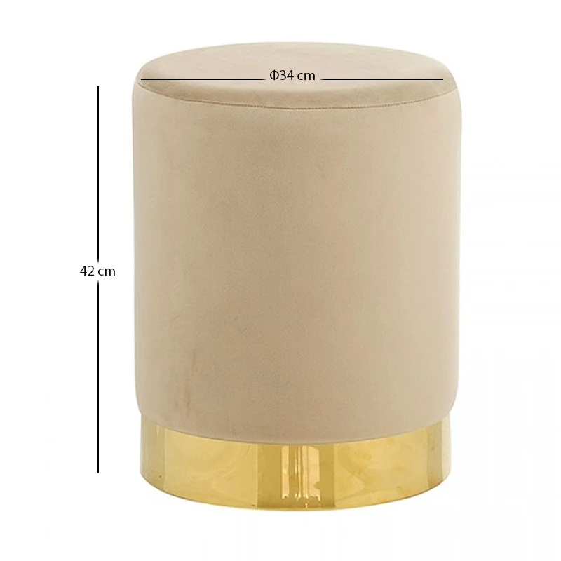 LINDA/S ΣΚΑΜΠΟ BEIGE VELVET ΥΦΑΣΜΑ Φ.34Χ42εκ.