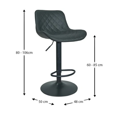 Σκαμπό Μπάρ 2τμχ Bar94 Black Pu 48x50x107.5εκ.