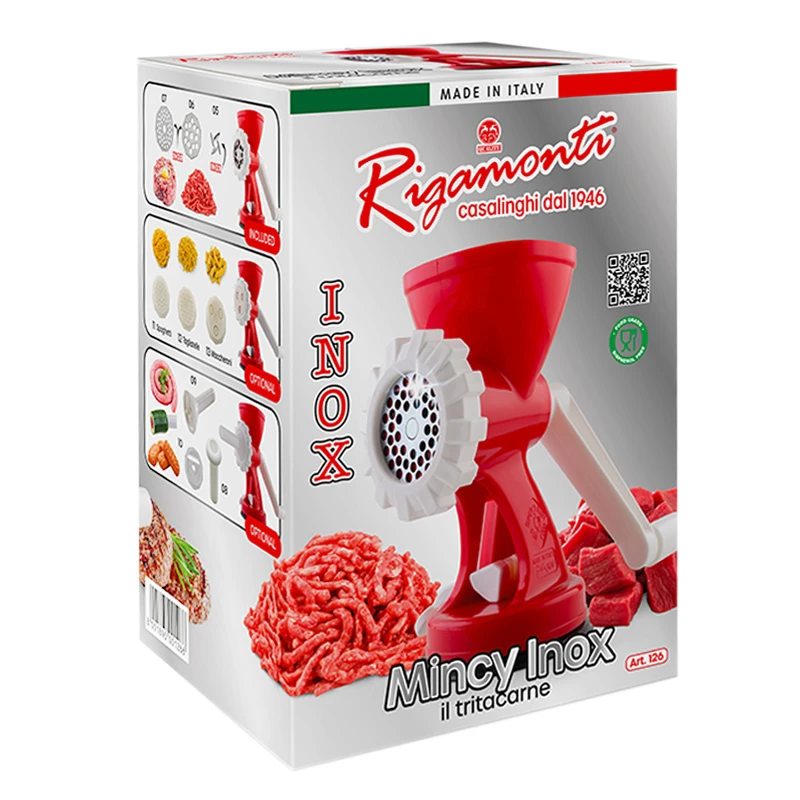 Manual meat grinder with accessories Mincy Inox Rigamonti Art.126.60