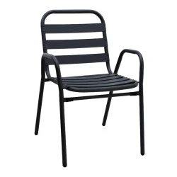 Metal - aluminum stackable garden armchair, black color, 53x60x78cm.
