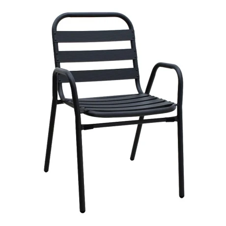 Metal - aluminum stackable garden armchair, black color, 53x60x78cm.