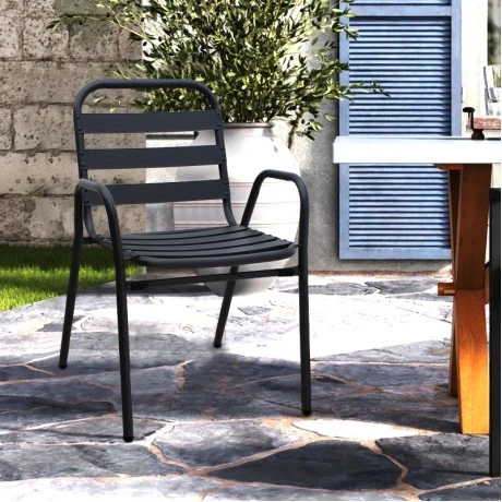 Metal - aluminum stackable garden armchair, black color, 53x60x78cm.