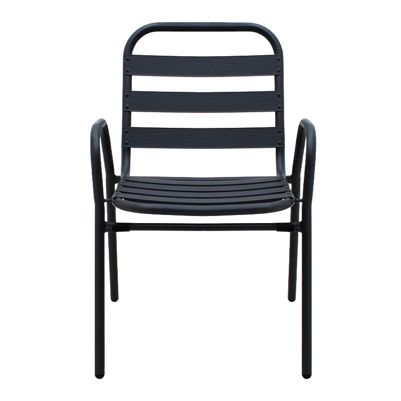 Metal - aluminum stackable garden armchair, black color, 53x60x78cm.