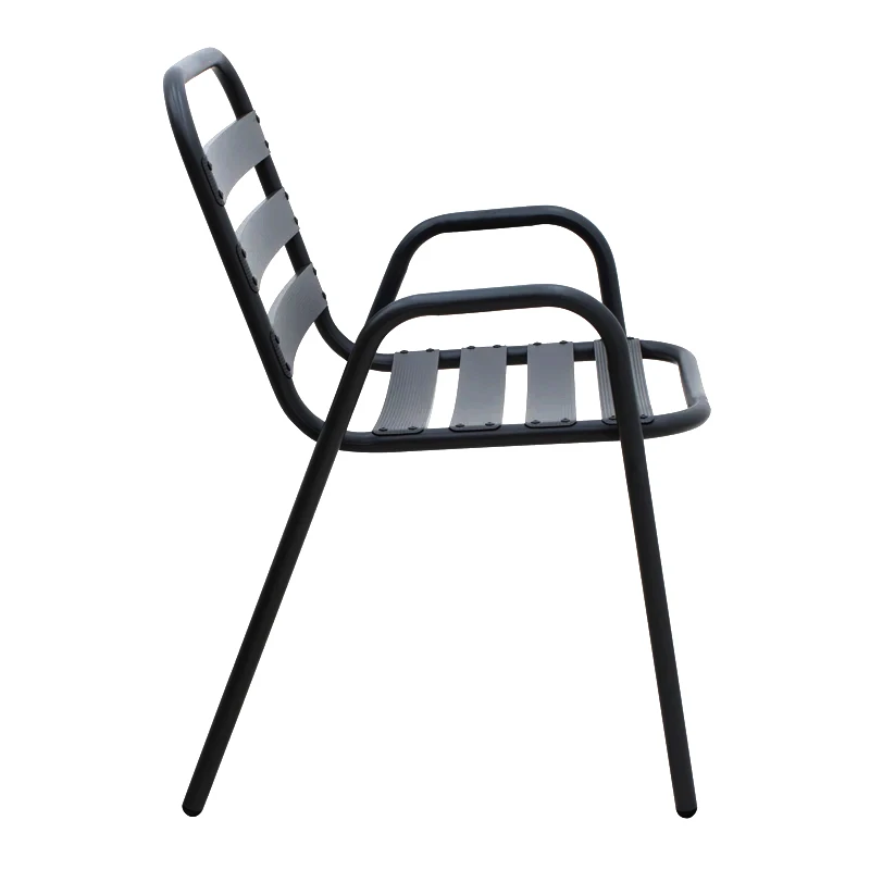 Metal - aluminum stackable garden armchair, black color, 53x60x78cm.