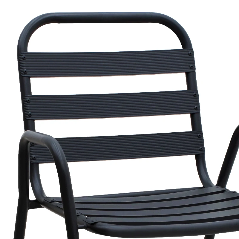 Metal - aluminum stackable garden armchair, black color, 53x60x78cm.