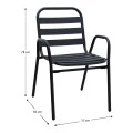 Metal - aluminum stackable garden armchair, black color, 53x60x78cm.