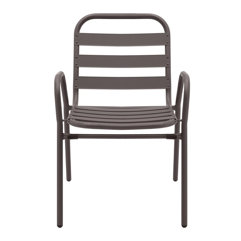Metal - aluminum stackable garden armchair, brown color, 53x60x78cm.