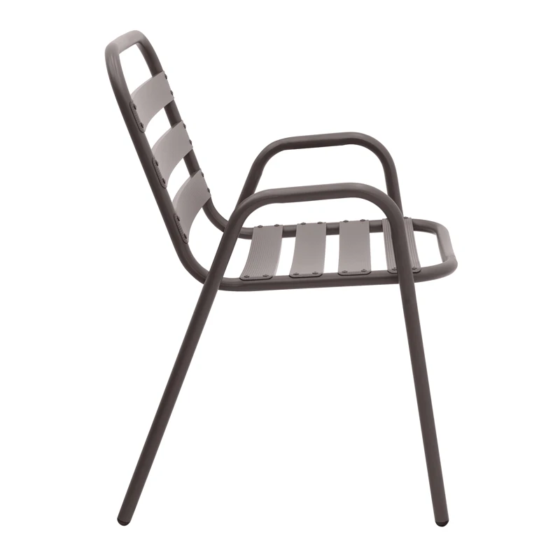 Metal - aluminum stackable garden armchair, brown color, 53x60x78cm.