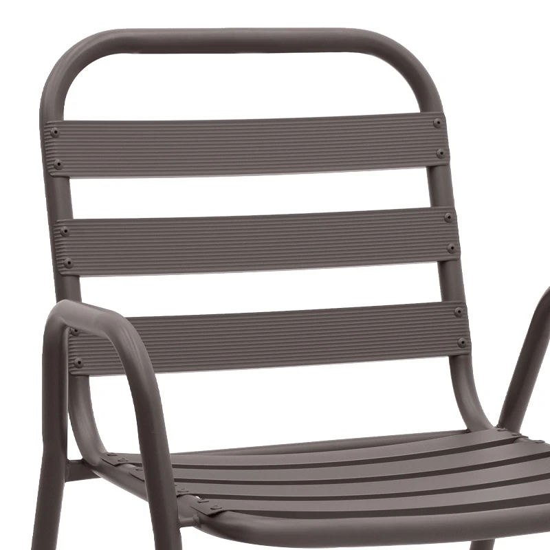 Metal - aluminum stackable garden armchair, brown color, 53x60x78cm.