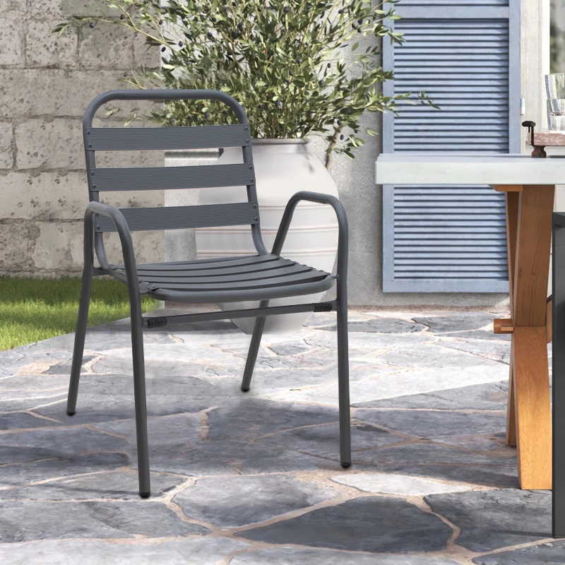 Metal - aluminum stackable garden armchair, grey color, 53x60x78cm.