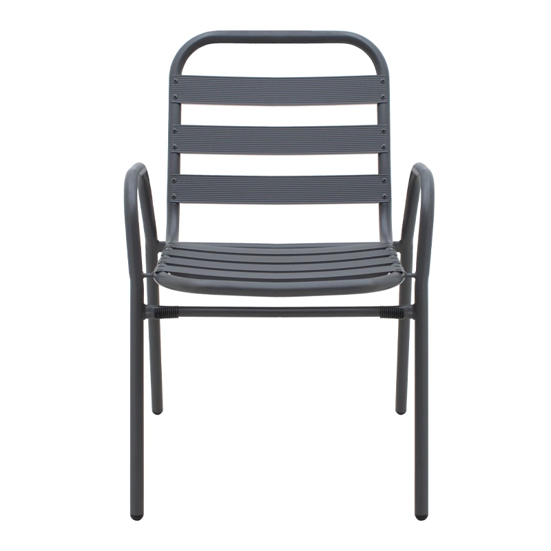 Metal - aluminum stackable garden armchair, grey color, 53x60x78cm.