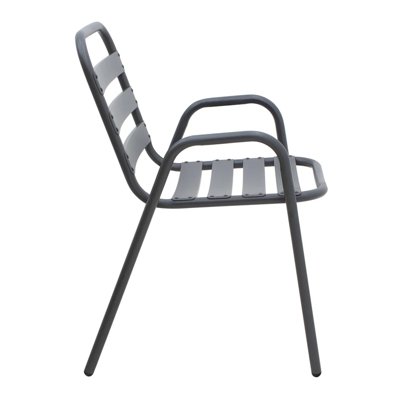Metal - aluminum stackable garden armchair, grey color, 53x60x78cm.