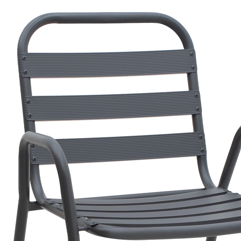 Metal - aluminum stackable garden armchair, grey color, 53x60x78cm.