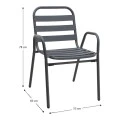 Metal - aluminum stackable garden armchair, grey color, 53x60x78cm.