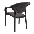 Polypropylene armchair with rattan in brown color 63x63x81,5cm.