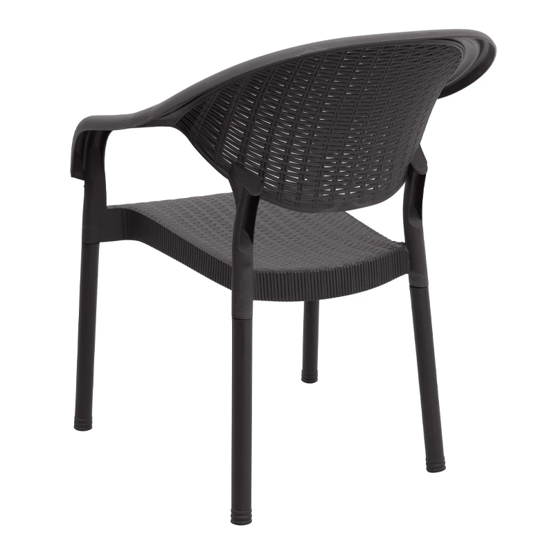 Polypropylene armchair with rattan in brown color 63x63x81,5cm.
