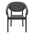 Polypropylene armchair with rattan in brown color 63x63x81,5cm.