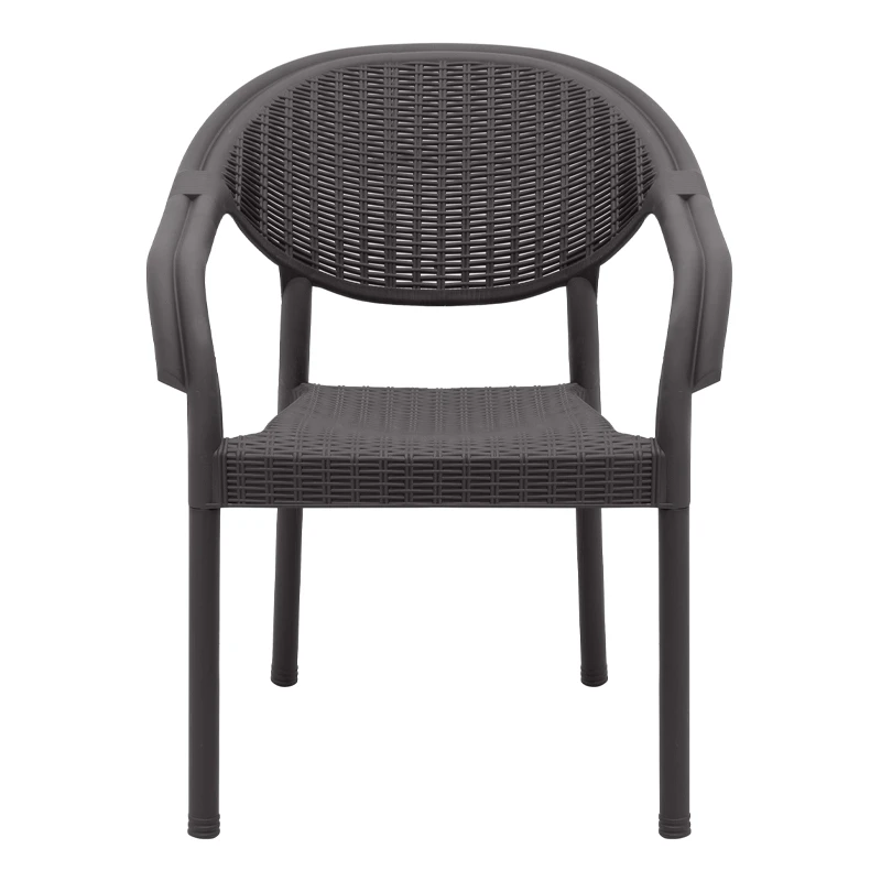 Polypropylene armchair with rattan in brown color 63x63x81,5cm.
