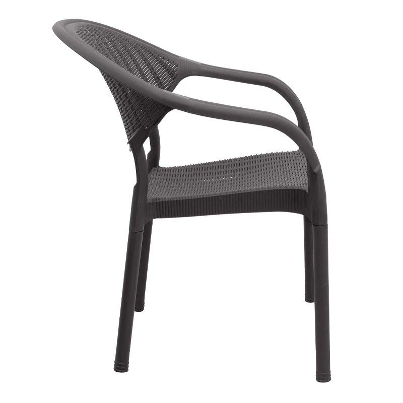 Polypropylene armchair with rattan in brown color 63x63x81,5cm.