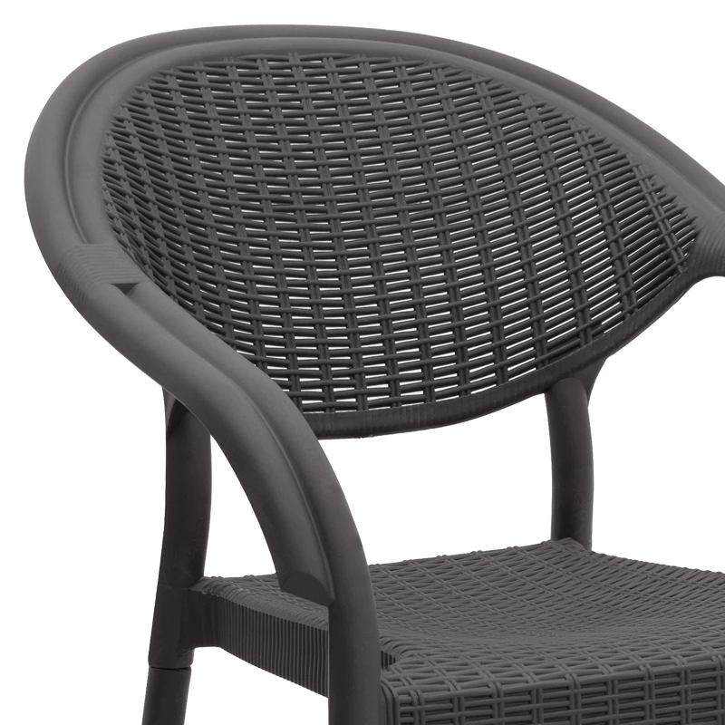 Polypropylene armchair with rattan in brown color 63x63x81,5cm.