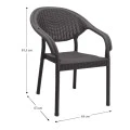 Polypropylene armchair with rattan in brown color 63x63x81,5cm.