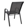 Metal garden armchair with textline color grey metal - black grey textline 53x75x88cm.