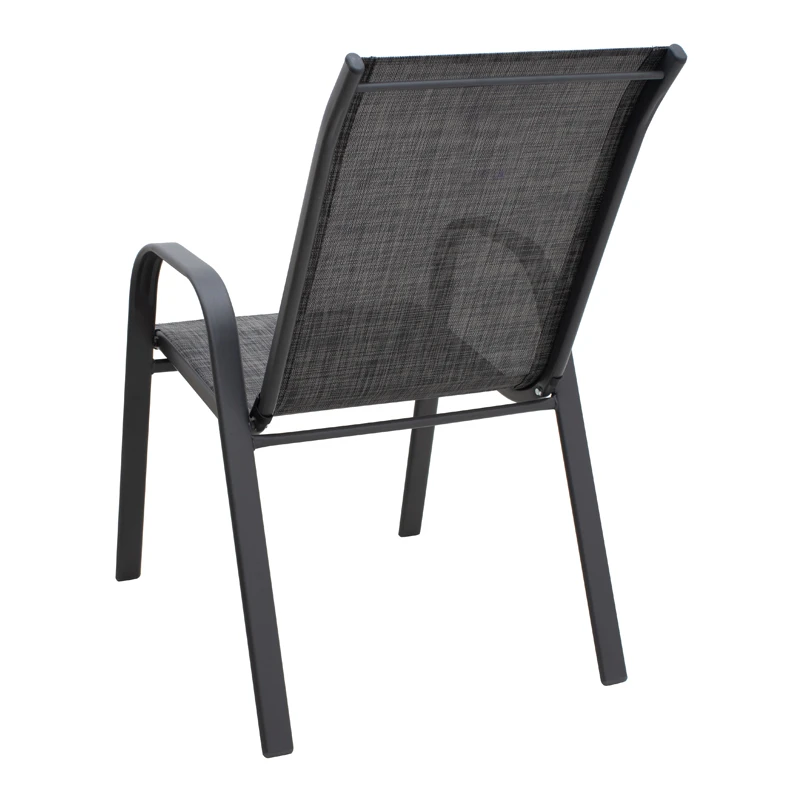 Metal garden armchair with textline color grey metal - black grey textline 53x75x88cm.