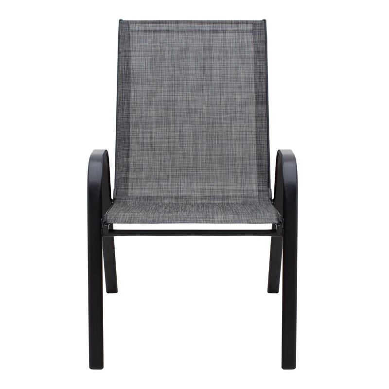 Metal garden armchair with textline color grey metal - black grey textline 53x75x88cm.