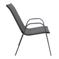 Metal garden armchair with textline color grey metal - black grey textline 53x75x88cm.