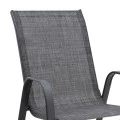 Metal garden armchair with textline color grey metal - black grey textline 53x75x88cm.