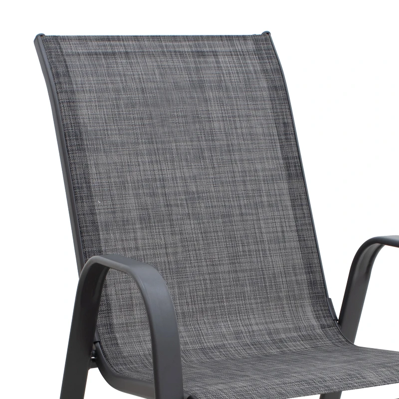 Metal garden armchair with textline color grey metal - black grey textline 53x75x88cm.