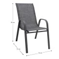 Metal garden armchair with textline color grey metal - black grey textline 53x75x88cm.