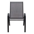 Metal garden armchair with textline upholstery color black brown 56x68x93cm.