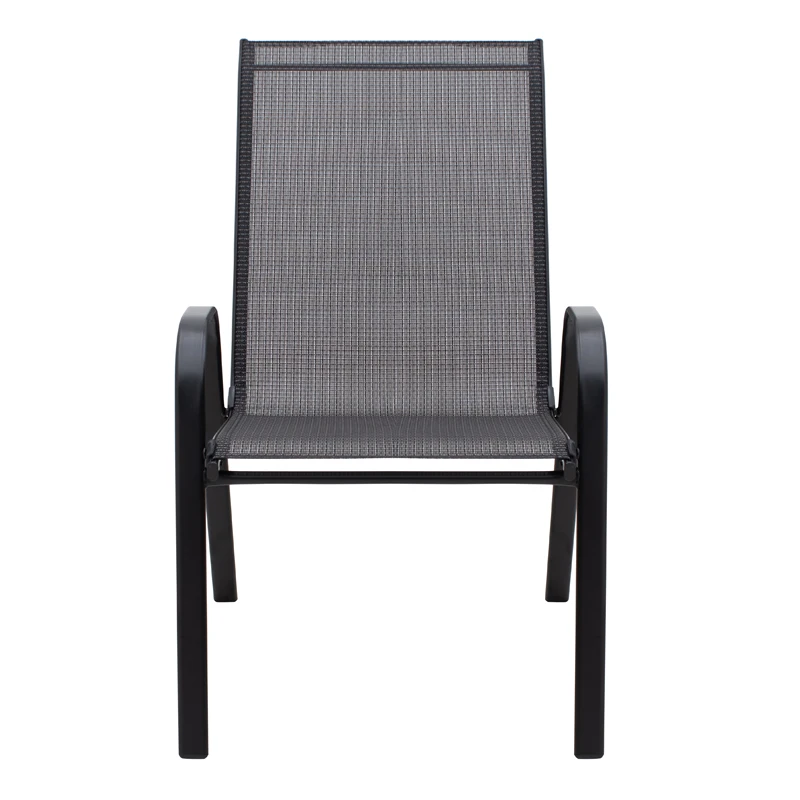 Metal garden armchair with textline upholstery color black brown 56x68x93cm.