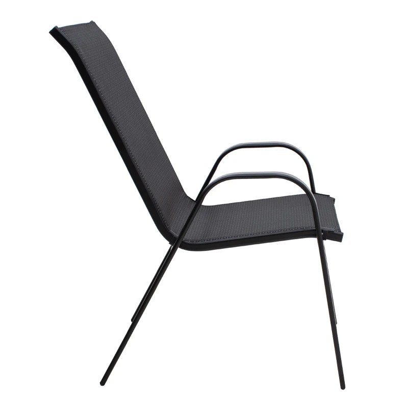 Metal garden armchair with textline upholstery color black brown 56x68x93cm.