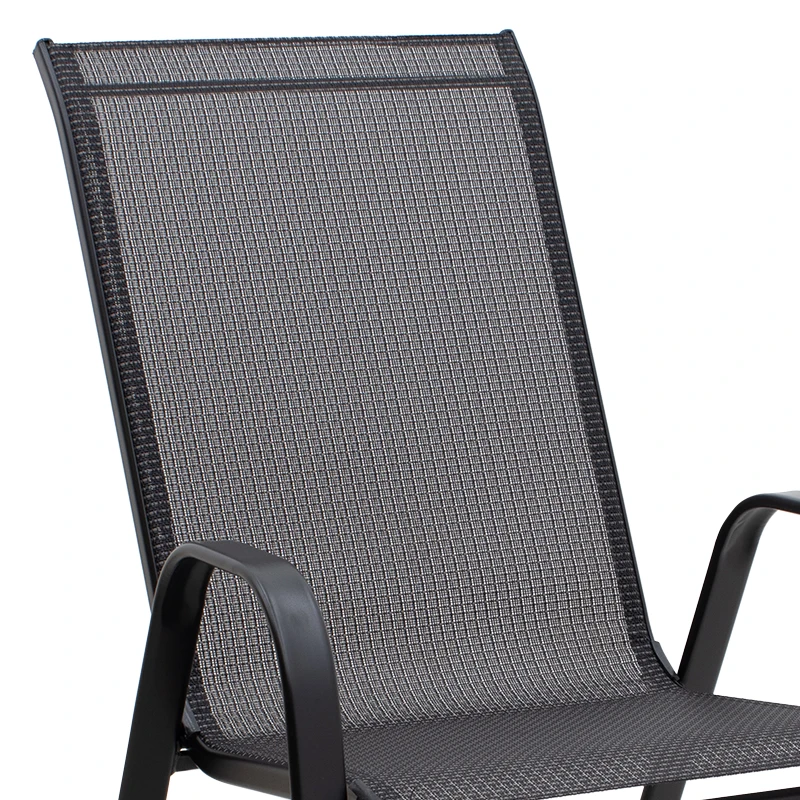 Metal garden armchair with textline upholstery color black brown 56x68x93cm.