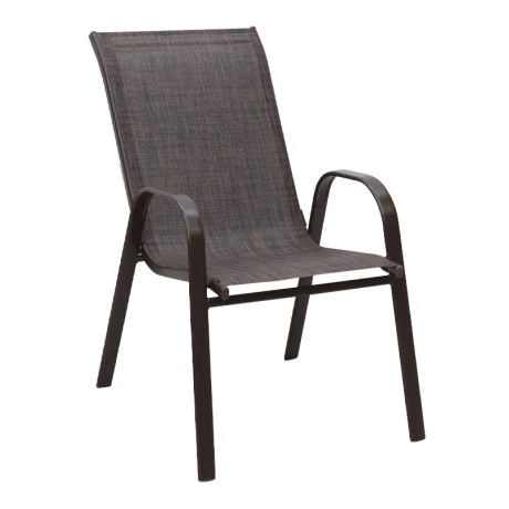 Metal garden armchair with textline color brown metal - brown textline 53x75x88cm.