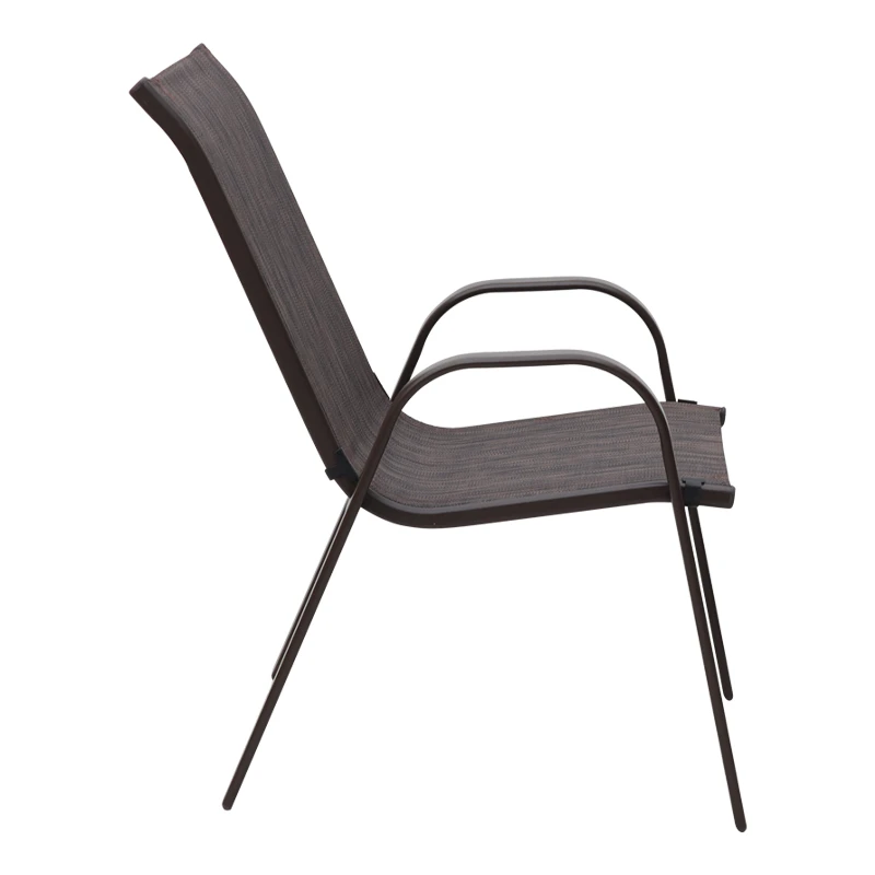 Metal garden armchair with textline color brown metal - brown textline 53x75x88cm.