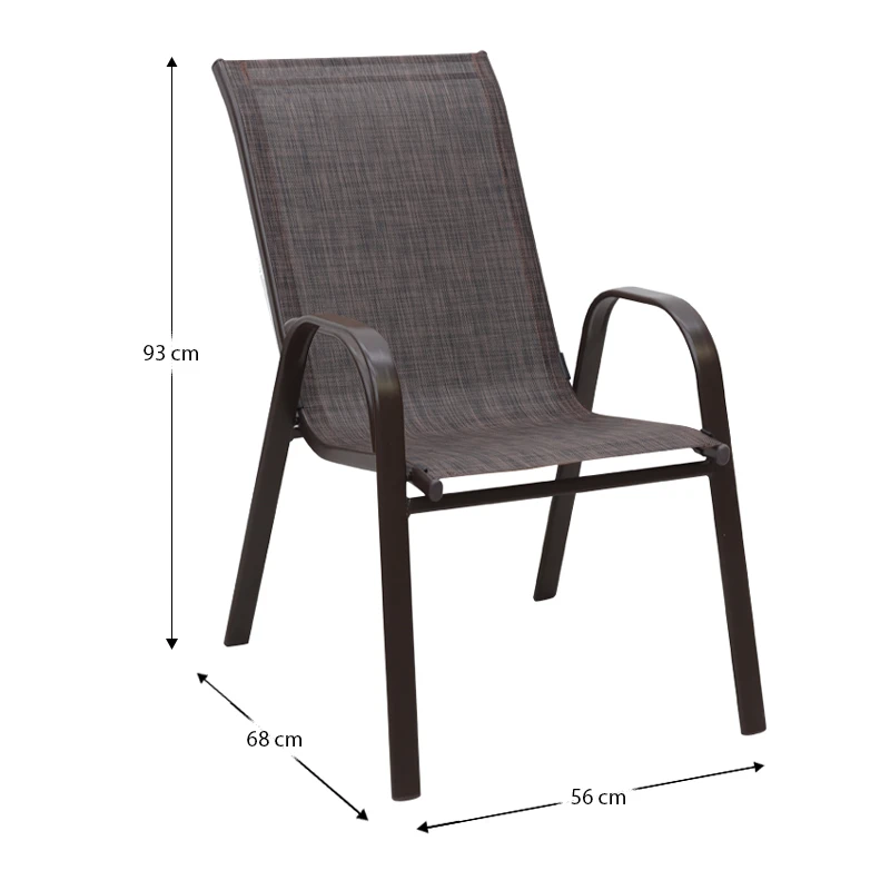 Metal garden armchair with textline color brown metal - brown textline 53x75x88cm.