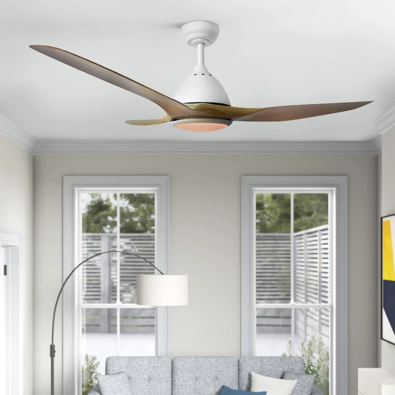 Ceiling fan FANKVN30G with remote control and Dimmable Led - DC40W - ABS white color 3 blades 130cm.