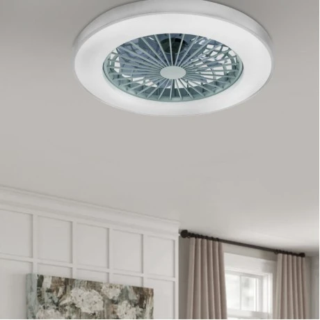 Ceiling fan - Ceiling light FANOKWH10G with remote control and Dimmable Led - DC22W - ABS color white Ø50cm.